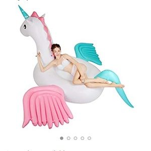 Unicorn pool toy float and air pump